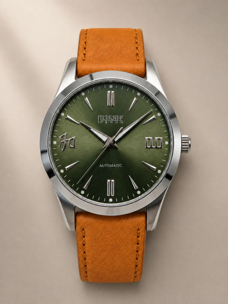 Knez Gaj on a matte cognac leather strap