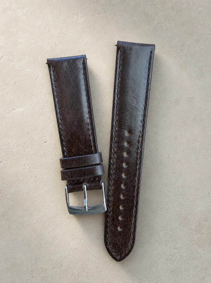 Deep brown leather strap