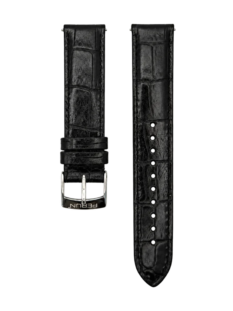 Perun black croco leather strap