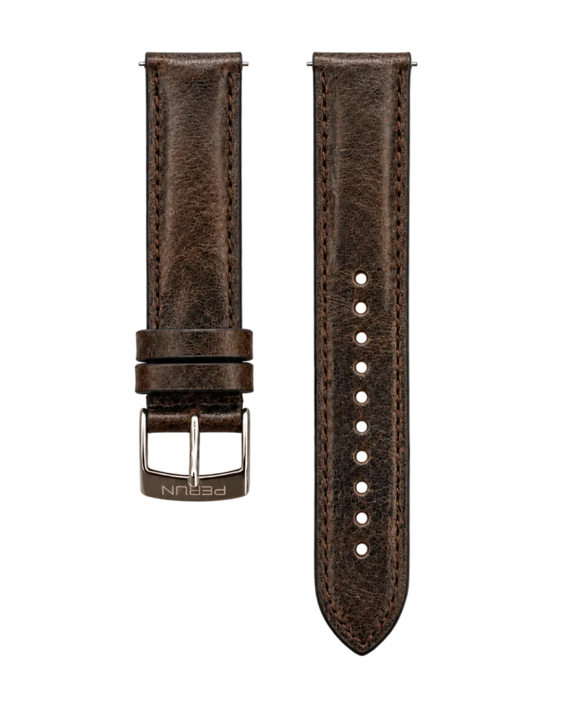 Perun deep brown leather strap