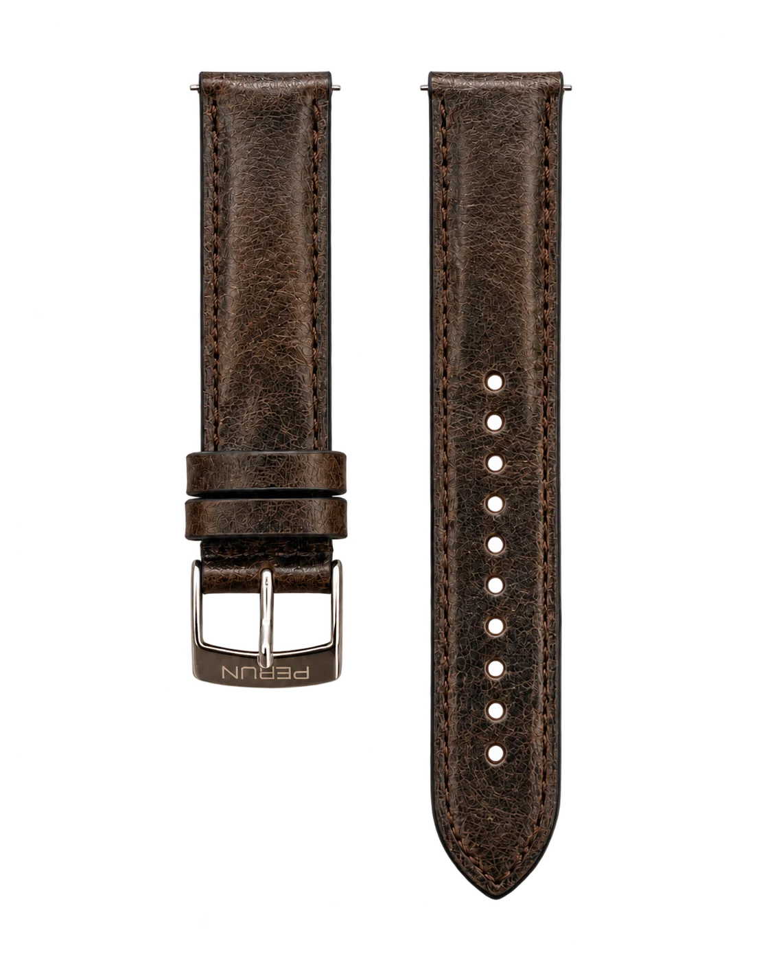 Perun deep brown leather strap