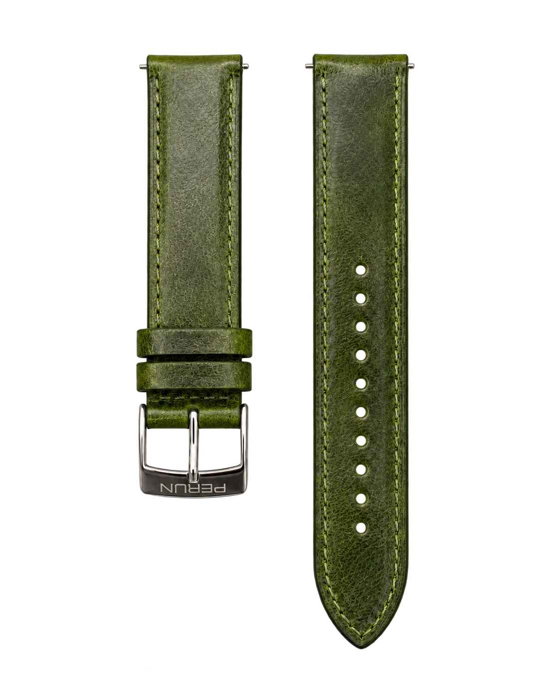 Perun moss green leather strap