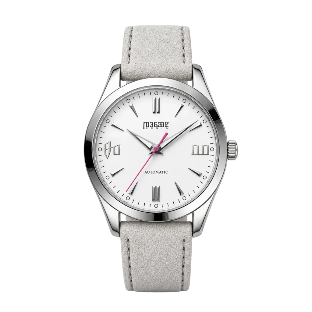 Knez Zora, white dial on a light grey leather strap