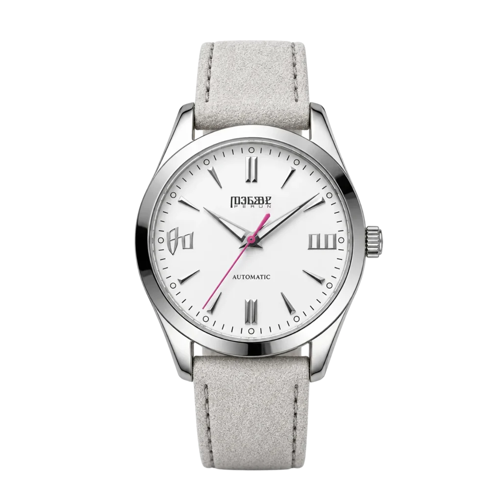 Knez Zora, white dial on a light grey leather strap